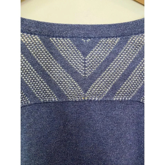 Lolë Lole Womens Sz Large Long Sleeve Mesh Knit V-Neck Navy Pullover Activewear - Picture 16 of 16
